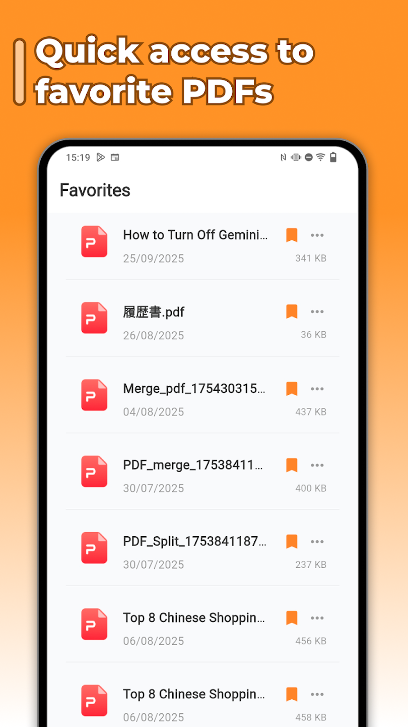 Quick access to favorite PDFs